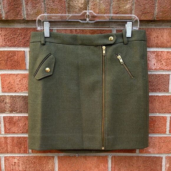 J. Crew Green Wool Mini Pencil Skirt sz 6 - Picture 2 of 8